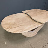 Vintage two tier travertine coffee table, 1970s