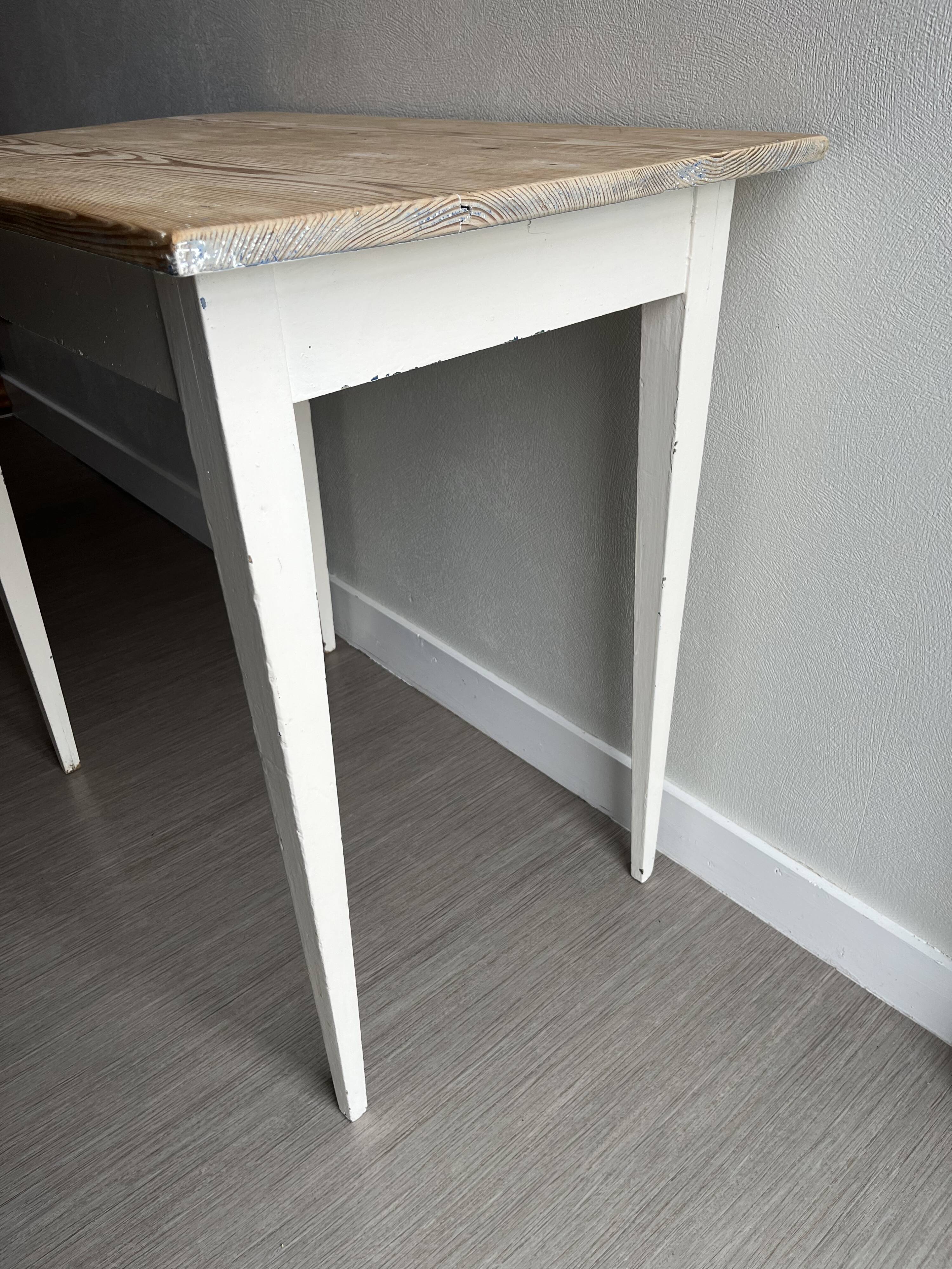 Old white patinated wooden table