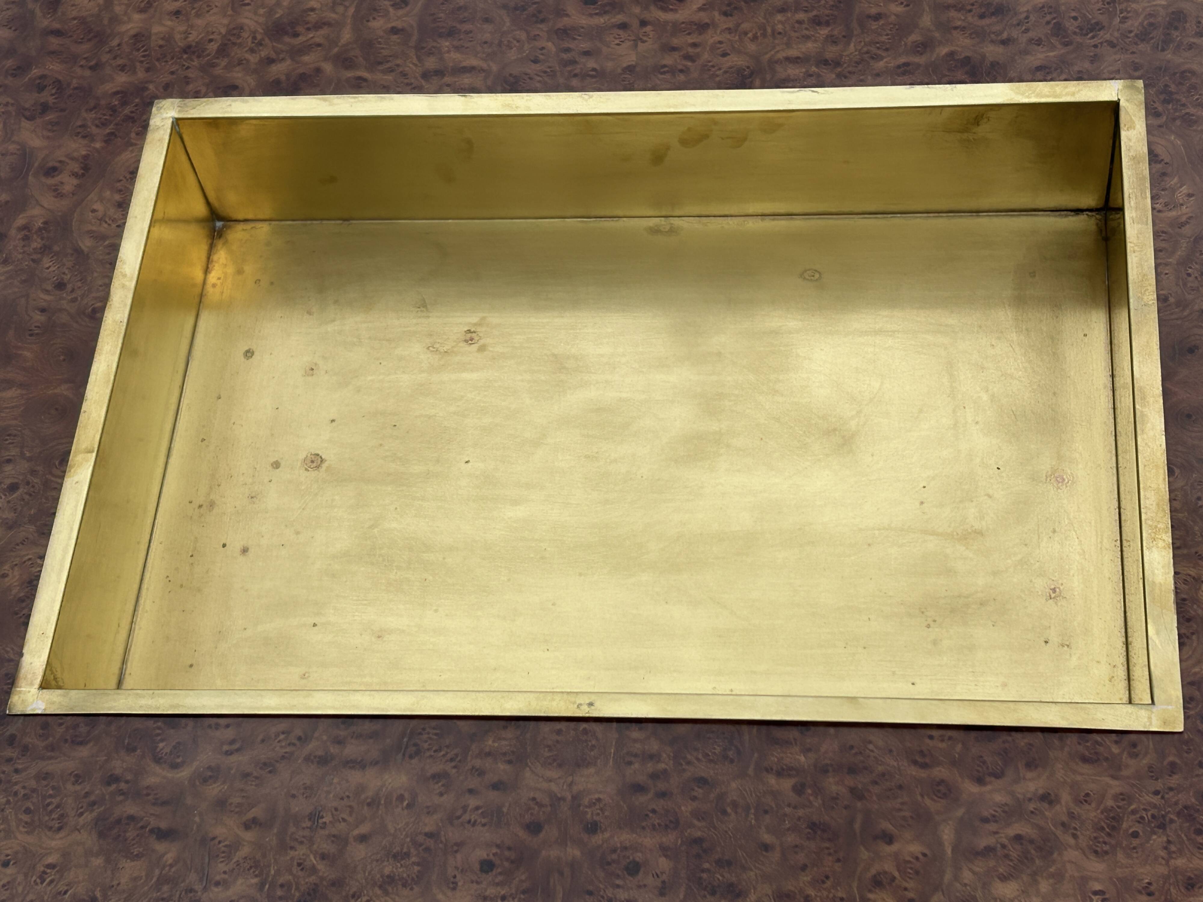 Willy Rizzo coffee table in walnut burl and brass 1970