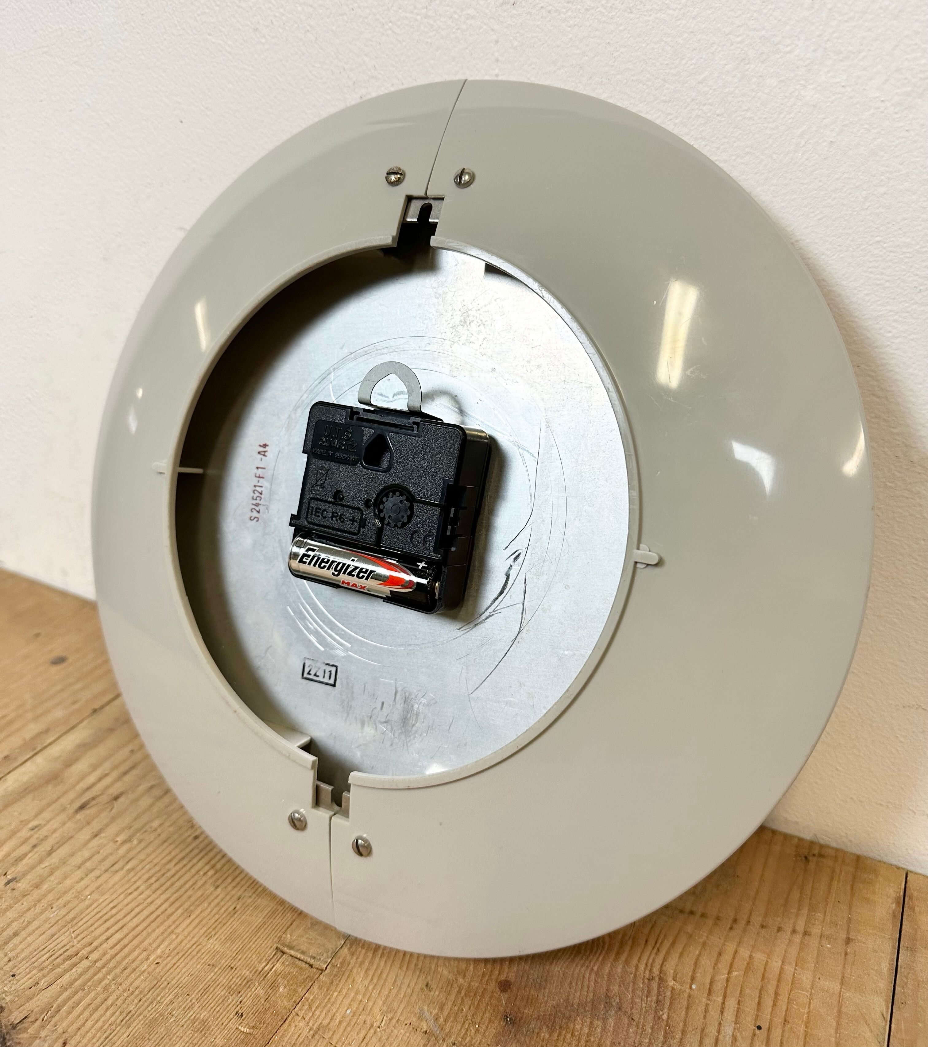 Grey Industrial Factory Wall Clock from Siemens, 1970s