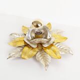Wonderful gilded florentine flush mount lights, Italy 1970's