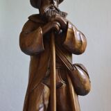 Grande sculpture bois d'un homme avec sa pelle à grain 52 cm