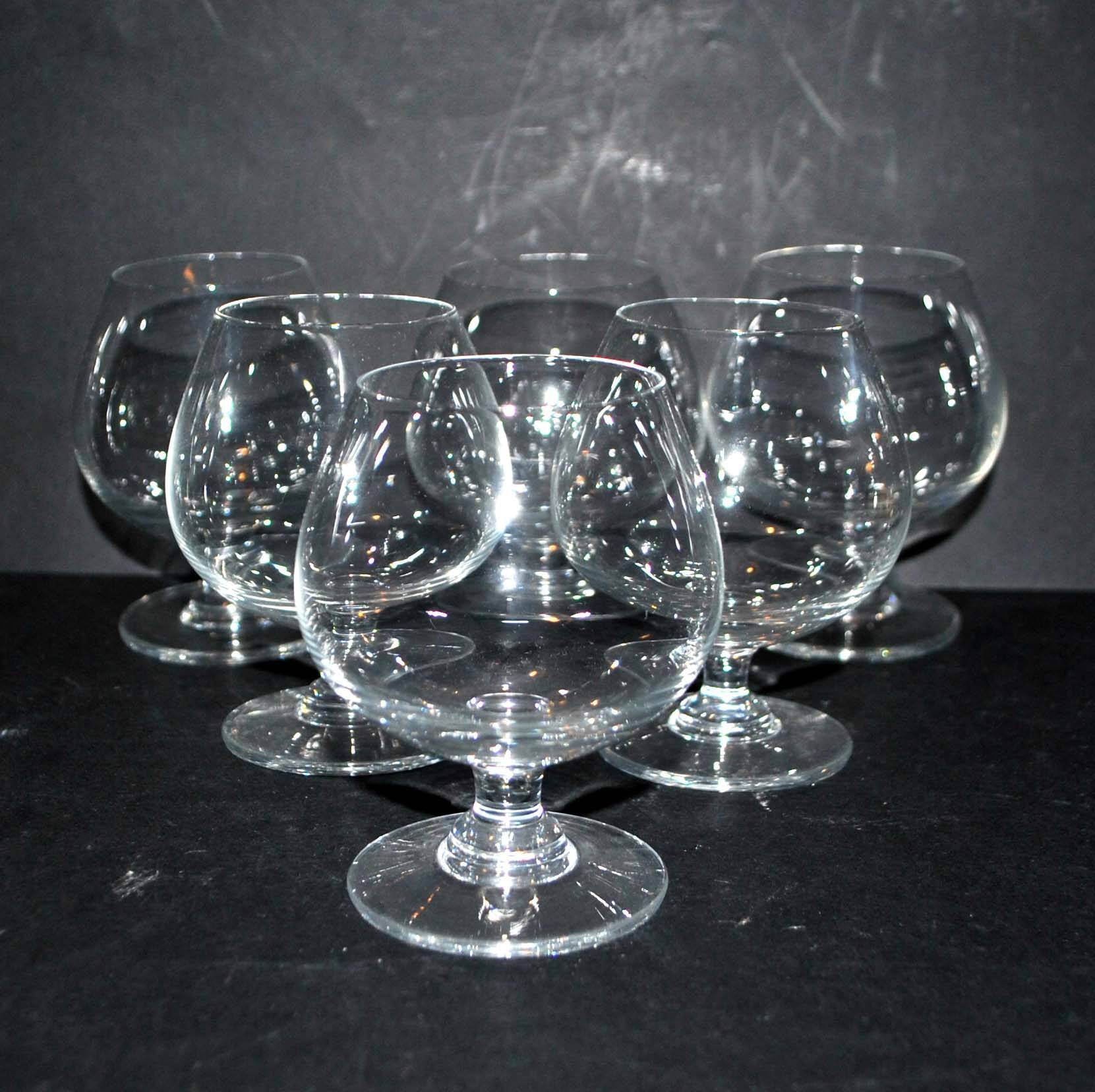 Set of 6 crystal digestive balloon glasses - vintage rum cognac glasses