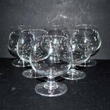 Set of 6 crystal digestive balloon glasses - vintage rum cognac glasses