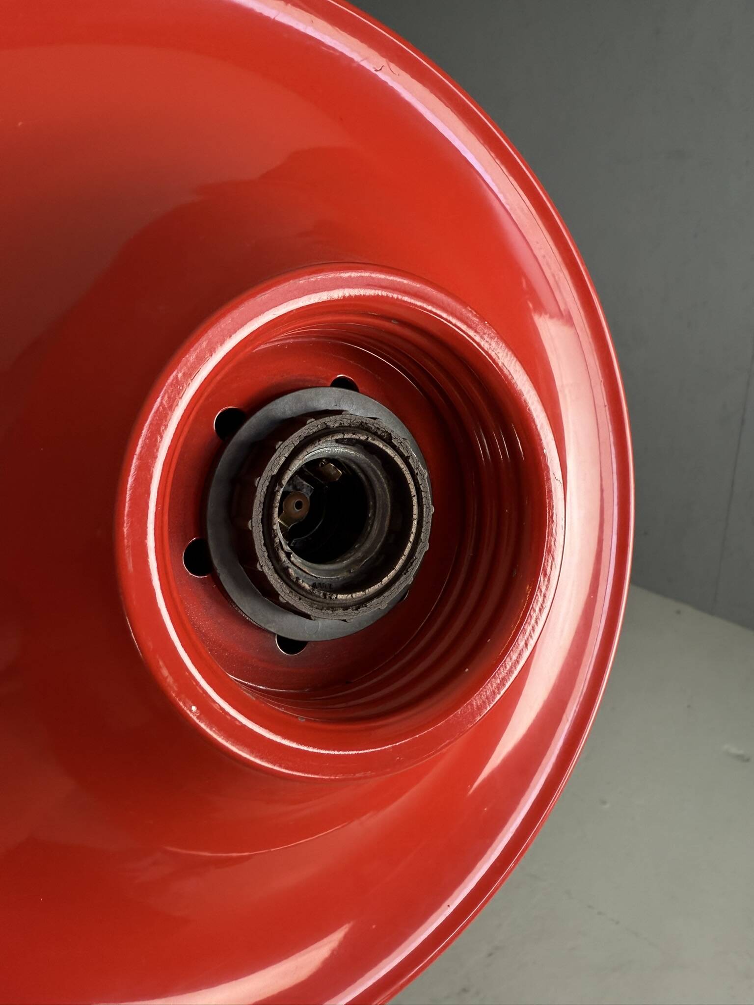 Castiglioni red metal "Light Ball" wall or ceiling lamp for Flos, Italy 1970s