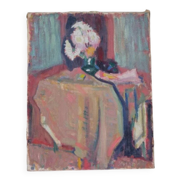 Philippe zysset (1889-1974) still life, flowers - old painting oil signed