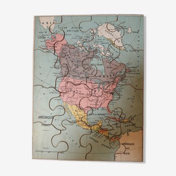 Carte puzzle géographique en bois - Amérique du Nord