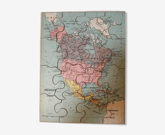 Carte puzzle géographique en bois - Amérique du Nord