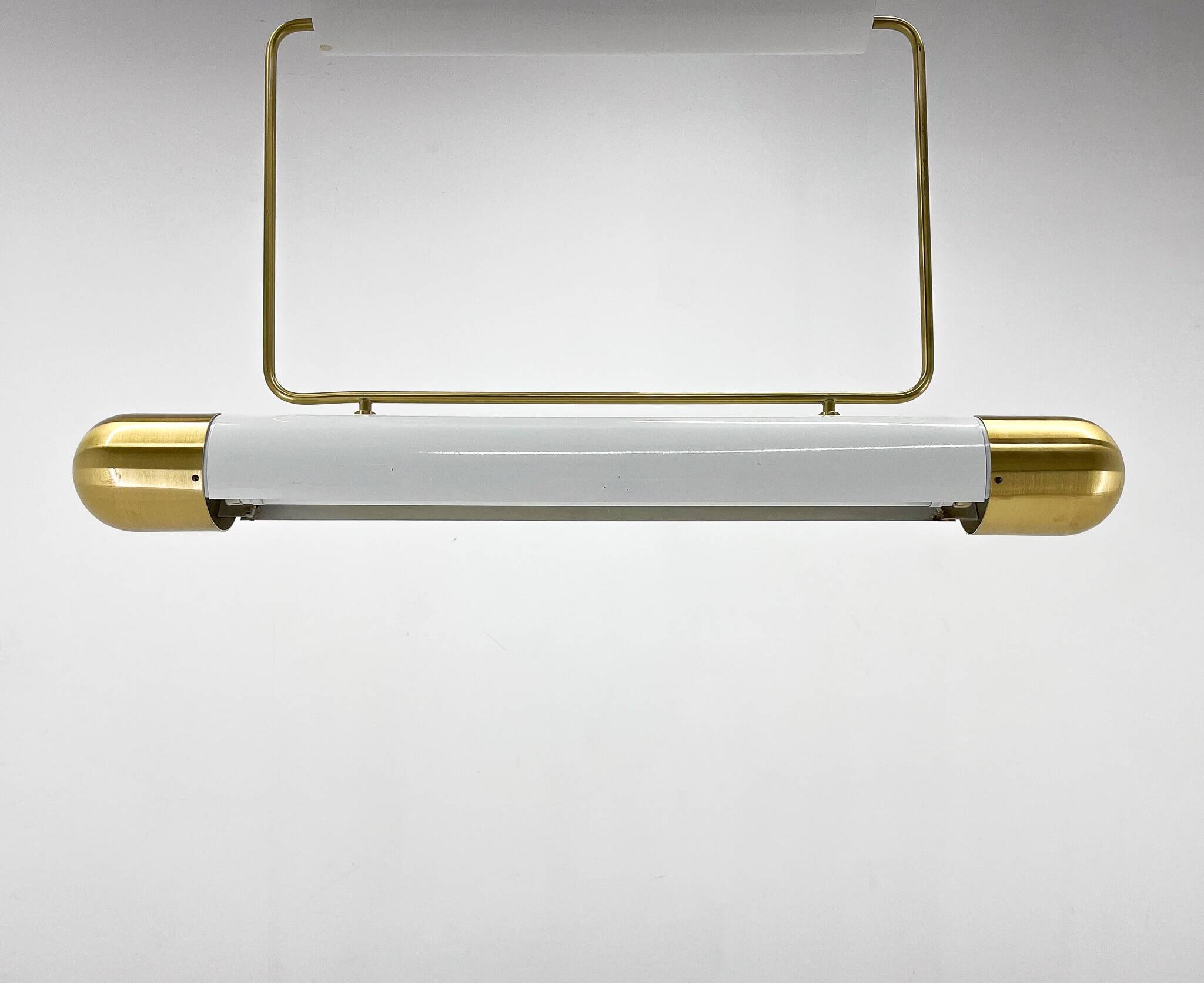 Mid-century Brass Long Pendant Light by Napako