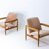 Ensemble de deux fauteuils danois en tissu rose