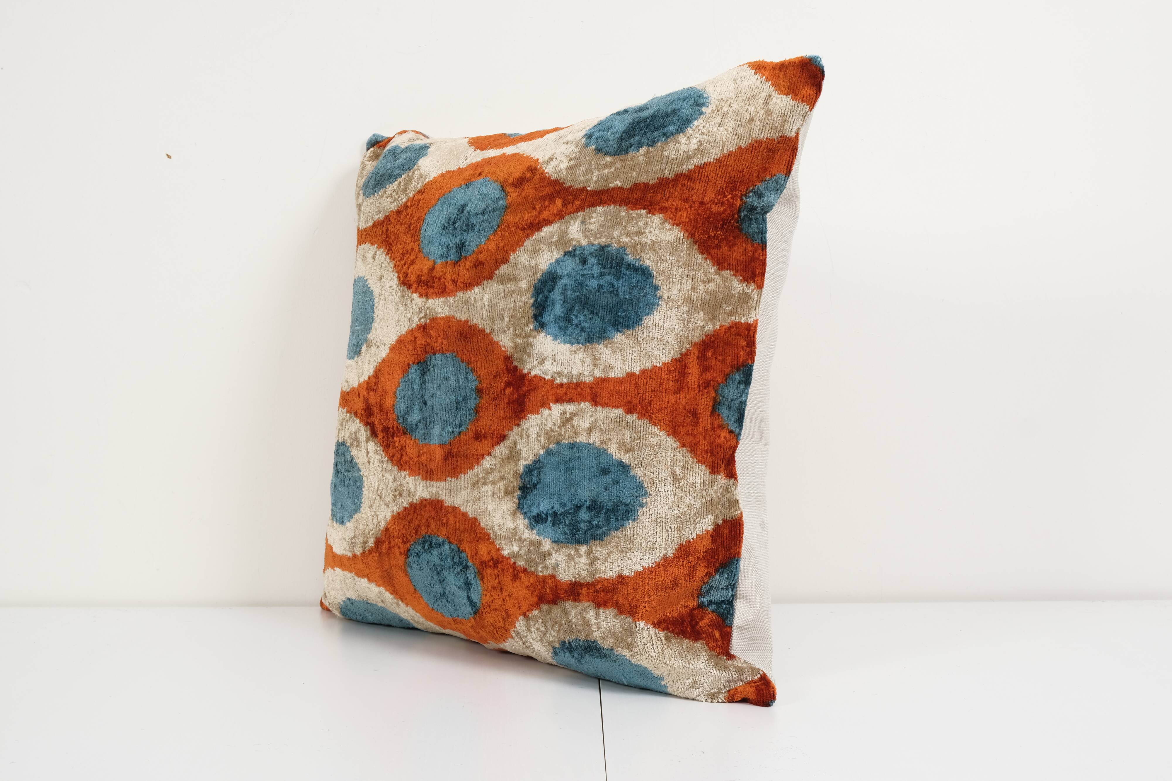 Handmade palm tree and animal motifs ikat velvet fabric, velvet tie-dye silk ikat fabric, handcrafte