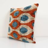 Handmade palm tree and animal motifs ikat velvet fabric, velvet tie-dye silk ikat fabric, handcrafte