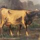 Andres Cortes (Spanish painter 1812-1879), landscape with cows and sheep. Oil on canvas 19th century