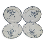 Set of 4 flat plates from the Luneville earthenware factory, Printemps model, iron earth