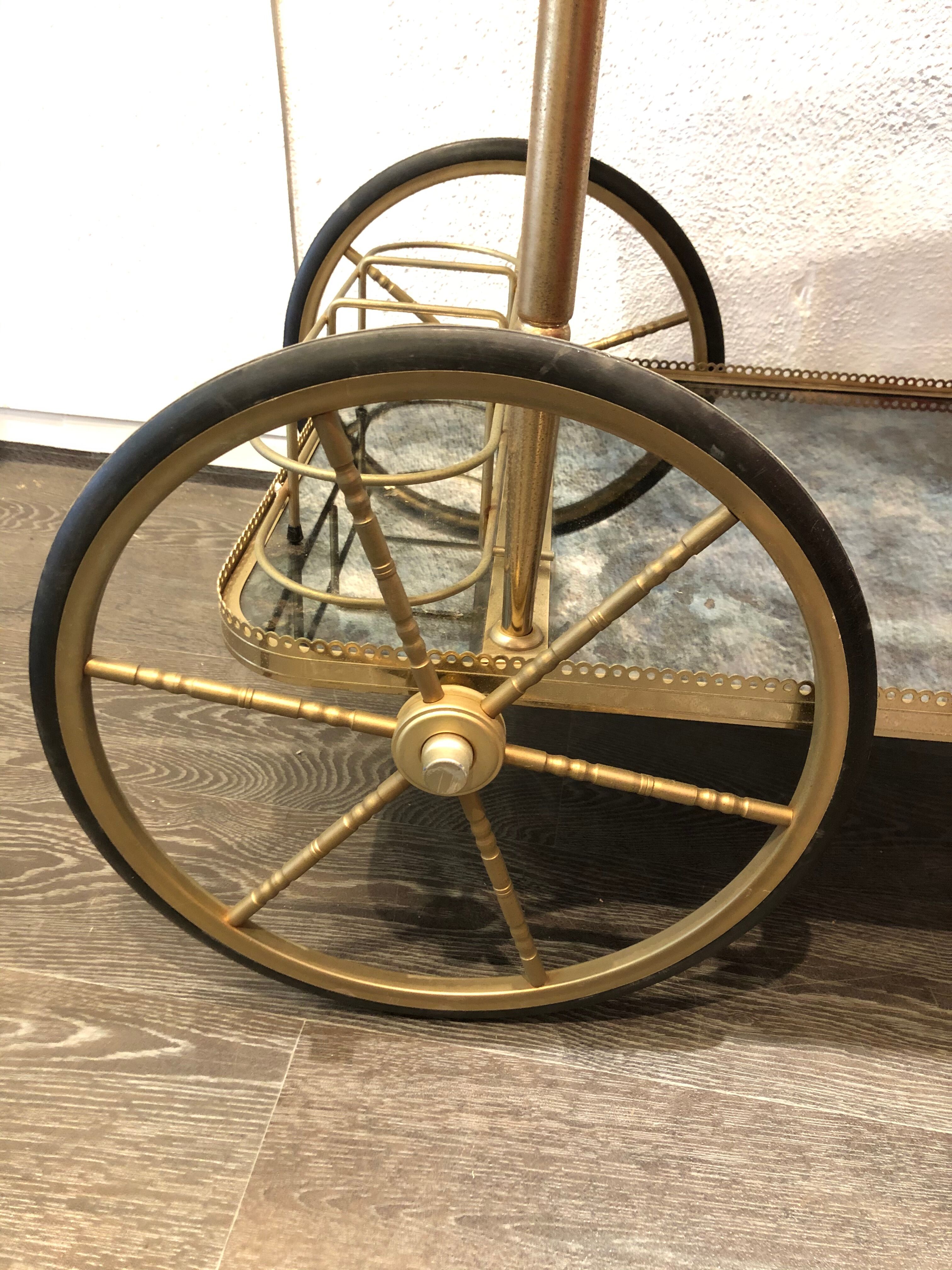 Desserte bar rolling 1960 eglomised glass