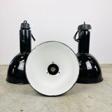 Large black enamelled factory lamp by elektrovit