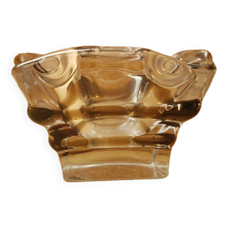 Old vintage transparent & smoked crystal ashtray
