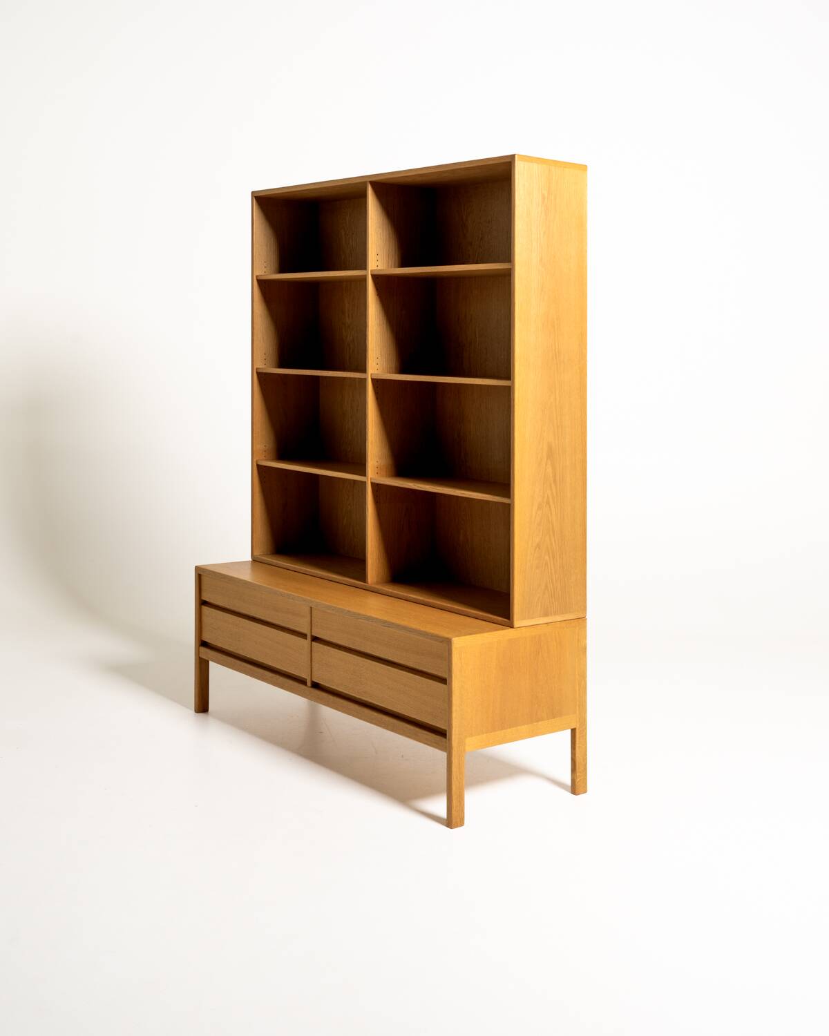 Scandinavian oak bookcase with drawers, 1960s/1970s