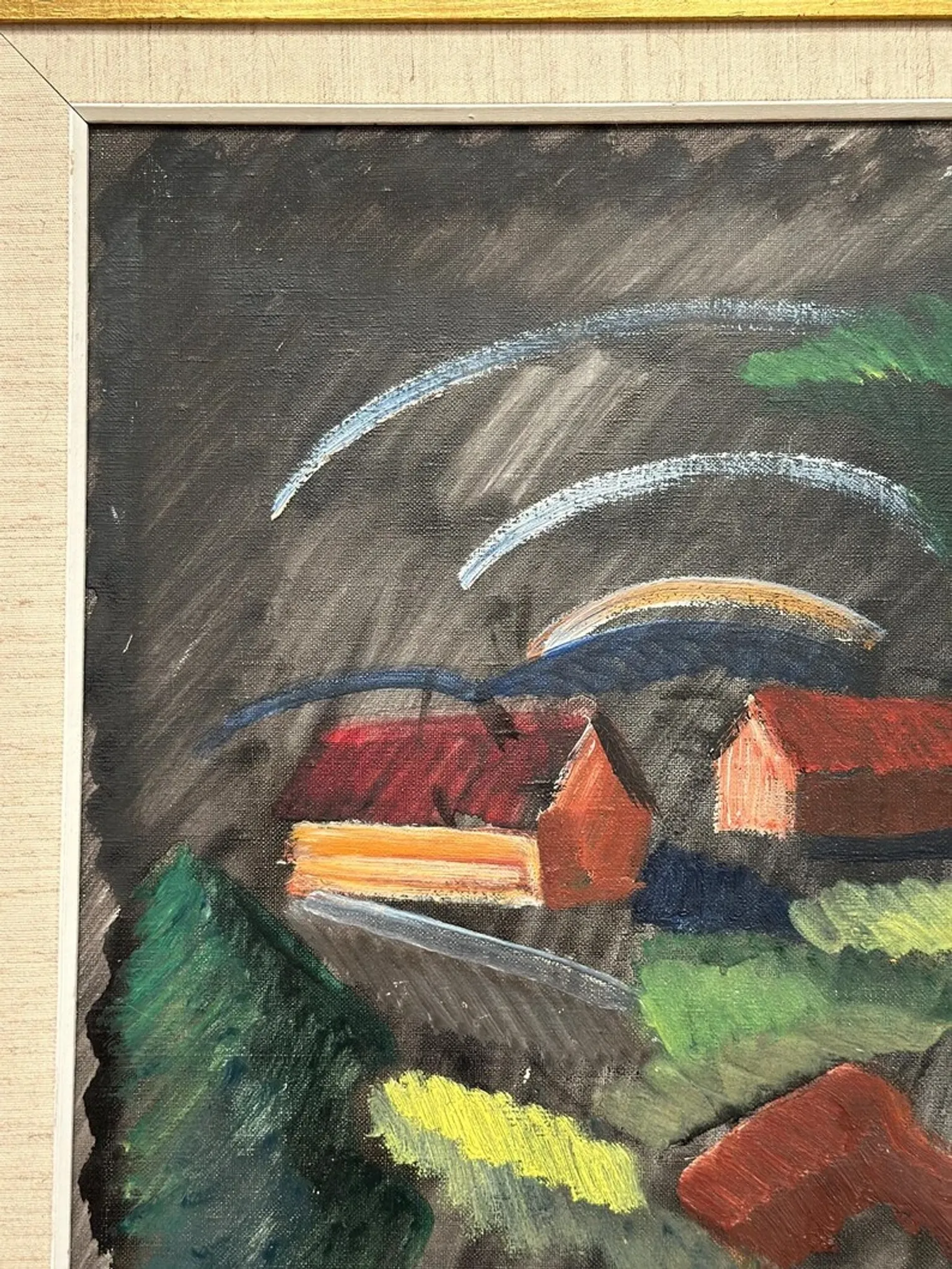 Large Original Swedish Oil on Canvas – “Landscape” by Bror Göransson – Signed – Vintage & Framed – 83 × 63 cm (32.7" × 24.8")