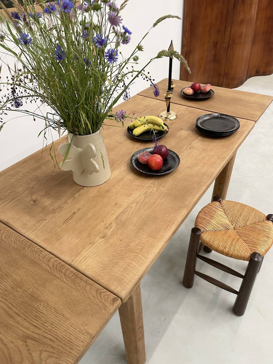Oak farmhouse table 120cm + 200cm extensions