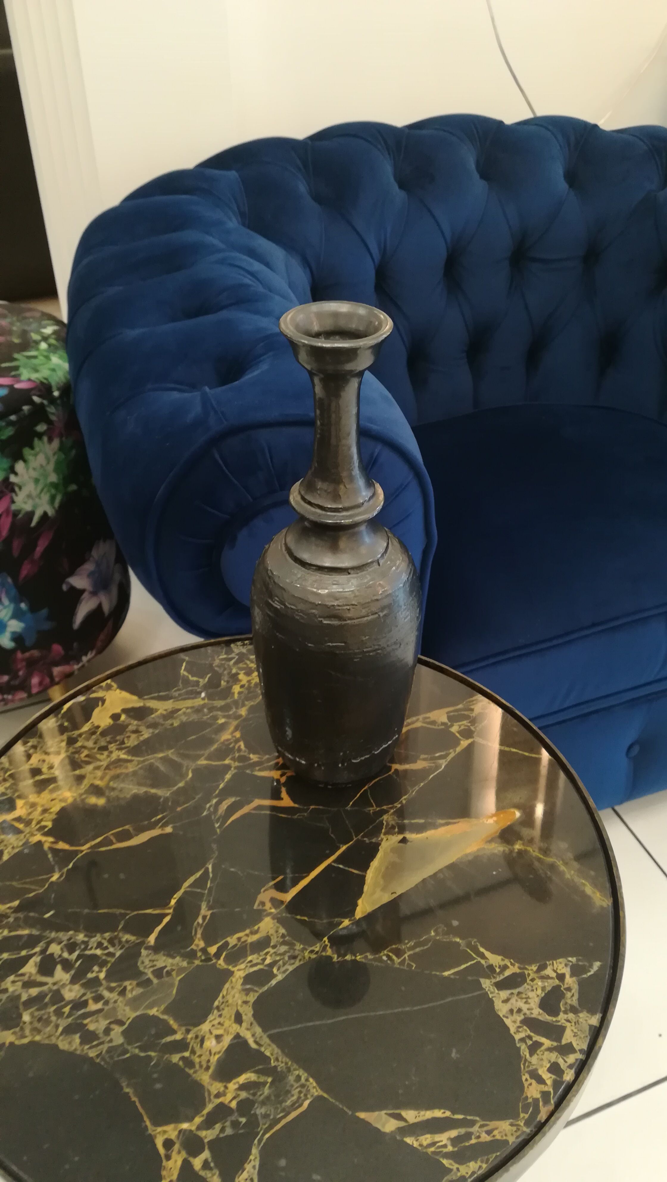 Vase of black enamelled terracotta, signed Jean Marais