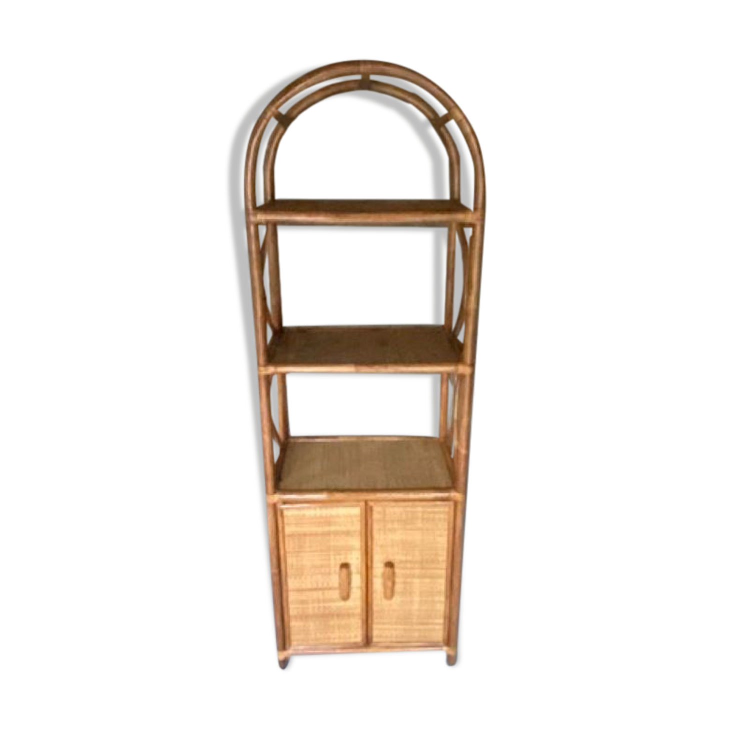 Vintage rattan bookcase 70s