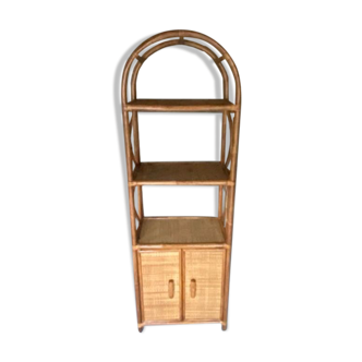Vintage rattan bookcase 70s