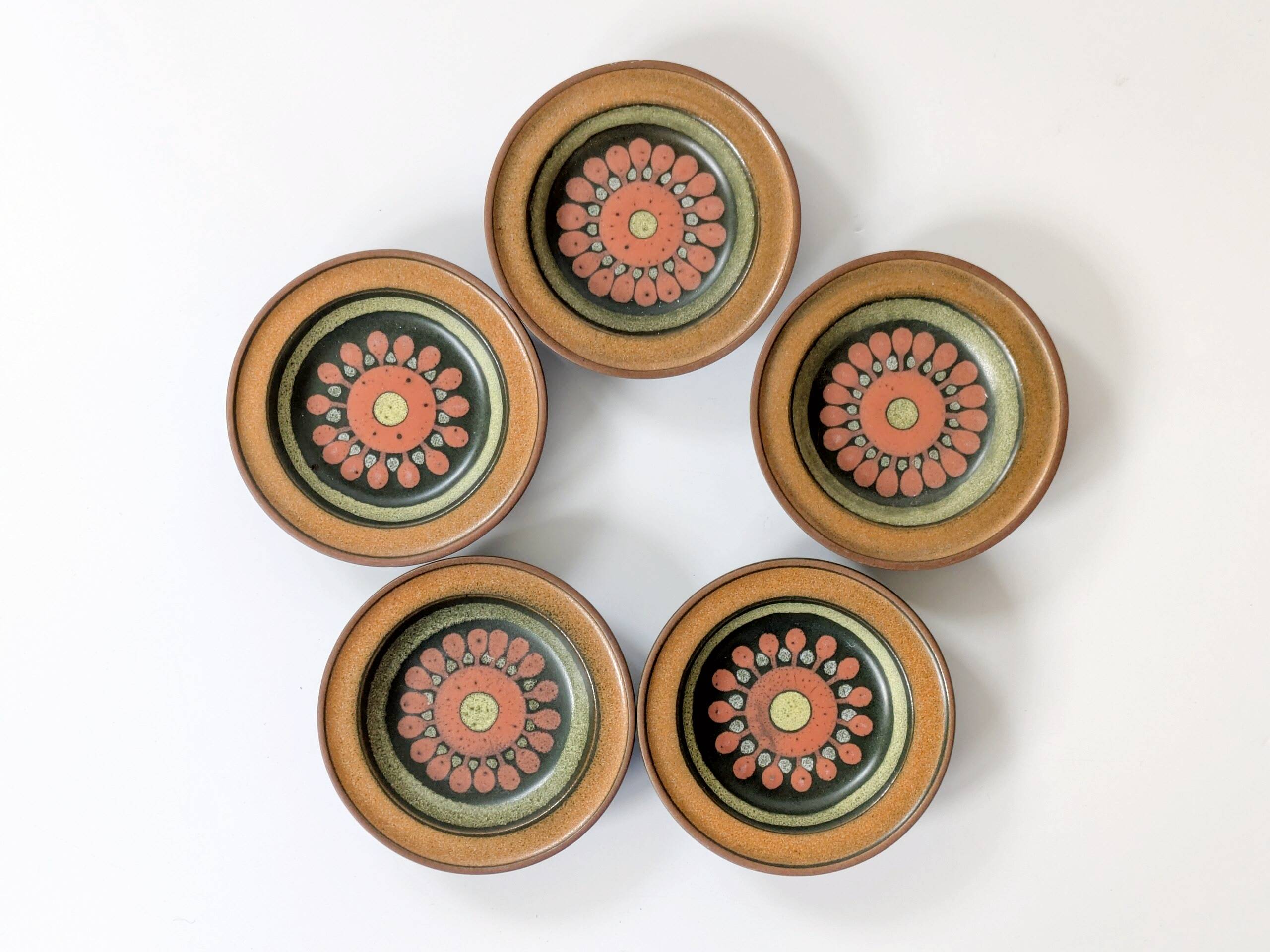 Set of 5 KMK ceramic coasters, West Germany, 1960s