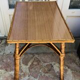 Vintage coffee table in wicker and formica