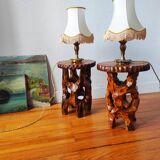 Pair of vintage 1960s brutalist side tables