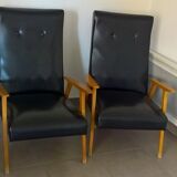 Pair of armchairs feet compass of the 1950s