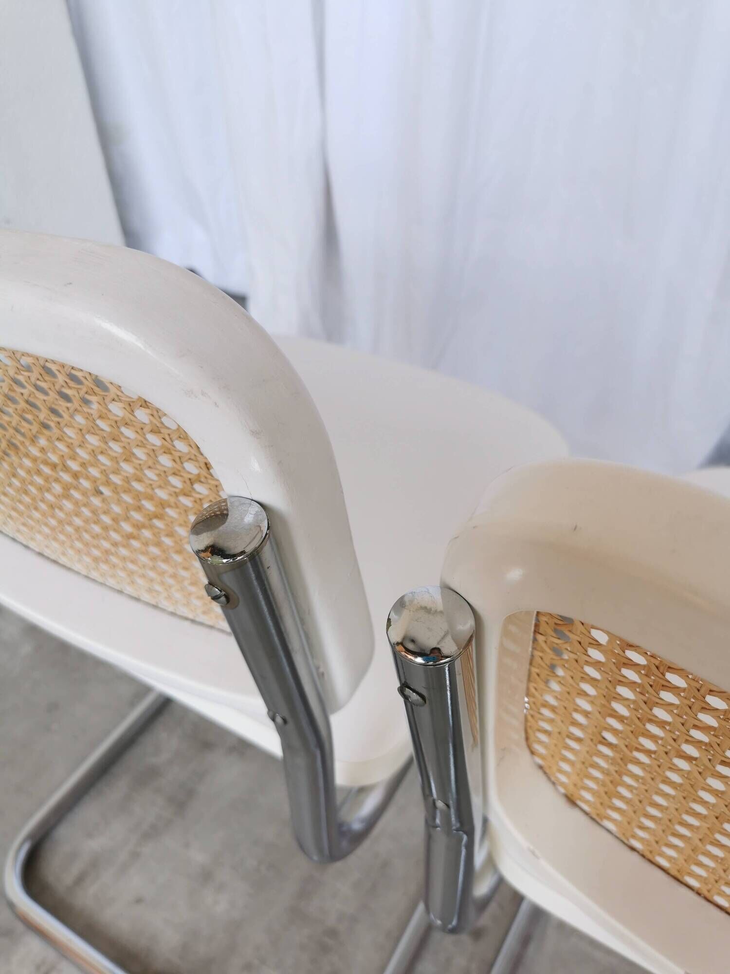 Set of 2 Vintage Cesca Chairs: Marcel Breuer Chrome & Cane, 1970s Mid-Centu