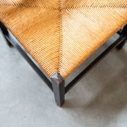 2 low bedroom chairs in hand-woven rice straw, 1950s/1960s