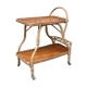 Desserte roulante vintage en bois et en rotin