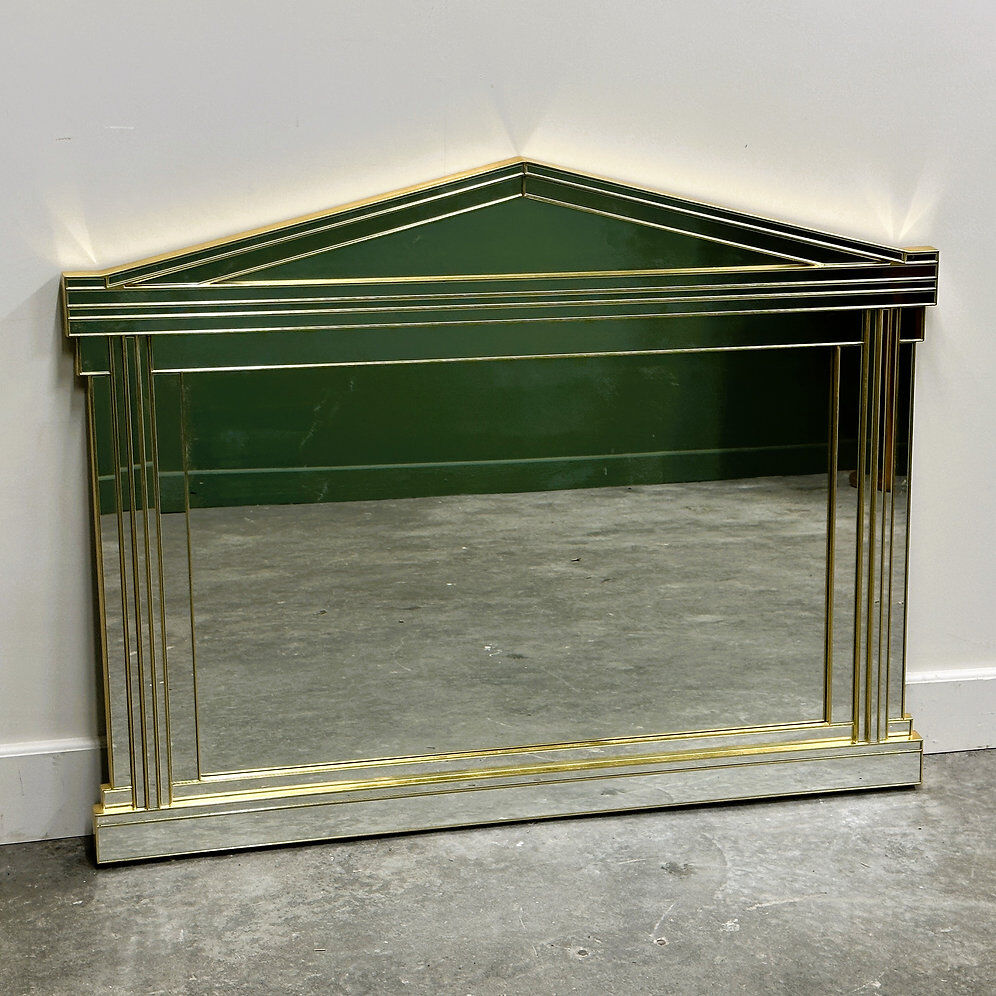 Large vintage horizontal Hollywood Regency mirror by De Knudt, Belgium 1980s.