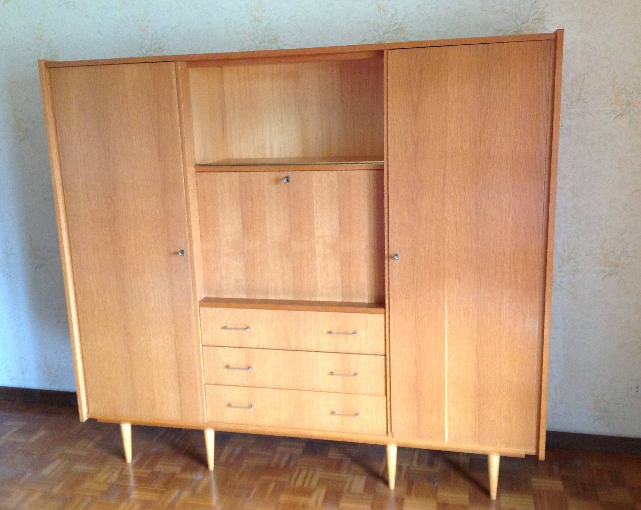 Armoire secrétaire en plaqué chene style scandinave / vintage