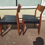 Ensemble de 4 chaises scandinaves teck cuir noire