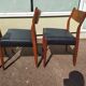 Set of 4 Scandinavian teak chairs in black leather