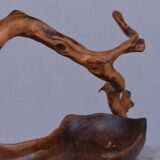 Fruit basket in olive tree sculpture Brutaliste