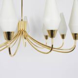 Classic glass chandelier, in the Stilnovo style, 1950s.