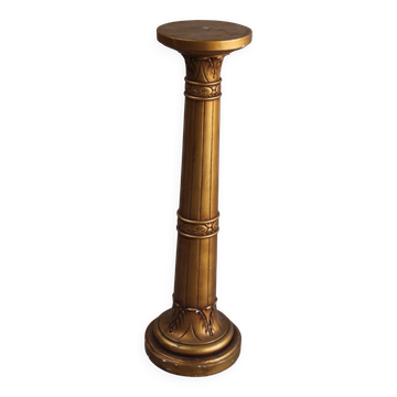 Colonne ancienne en métal et plâtre doré