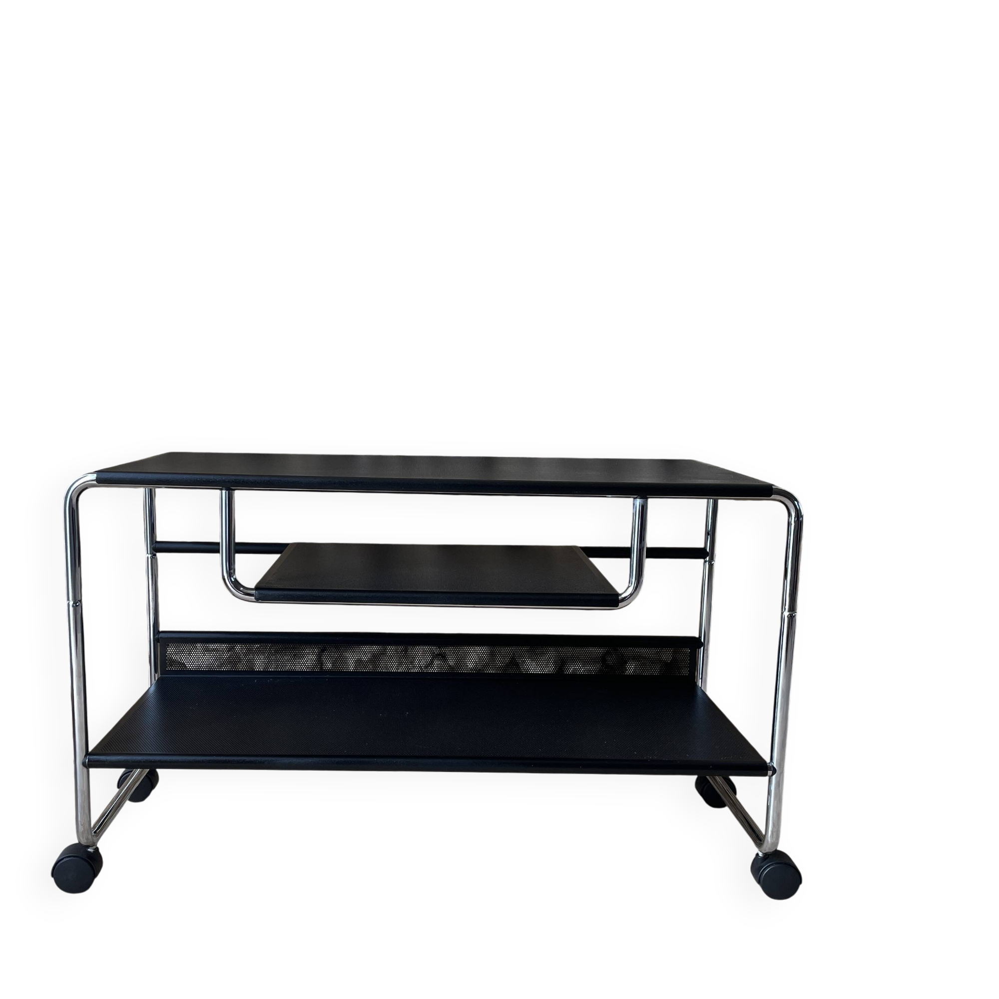 Occasional furniture / hi-fi furniture on chrome metal wheels – Habitat