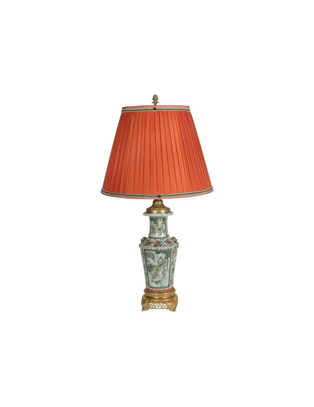 Early 20th century Chinese lamp, porcelain and gilt bronze