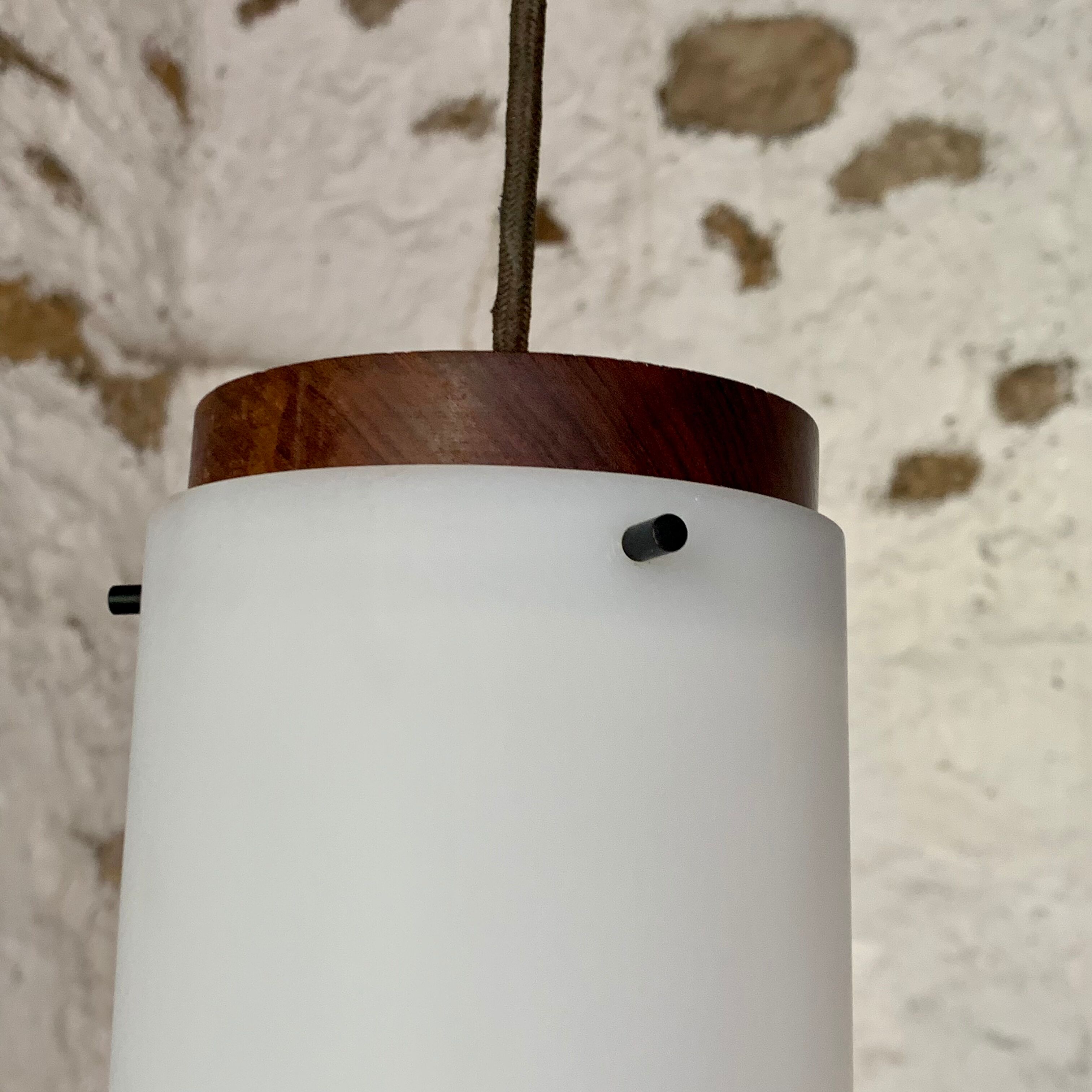 Vintage teak pendant lamp and acrylic glass