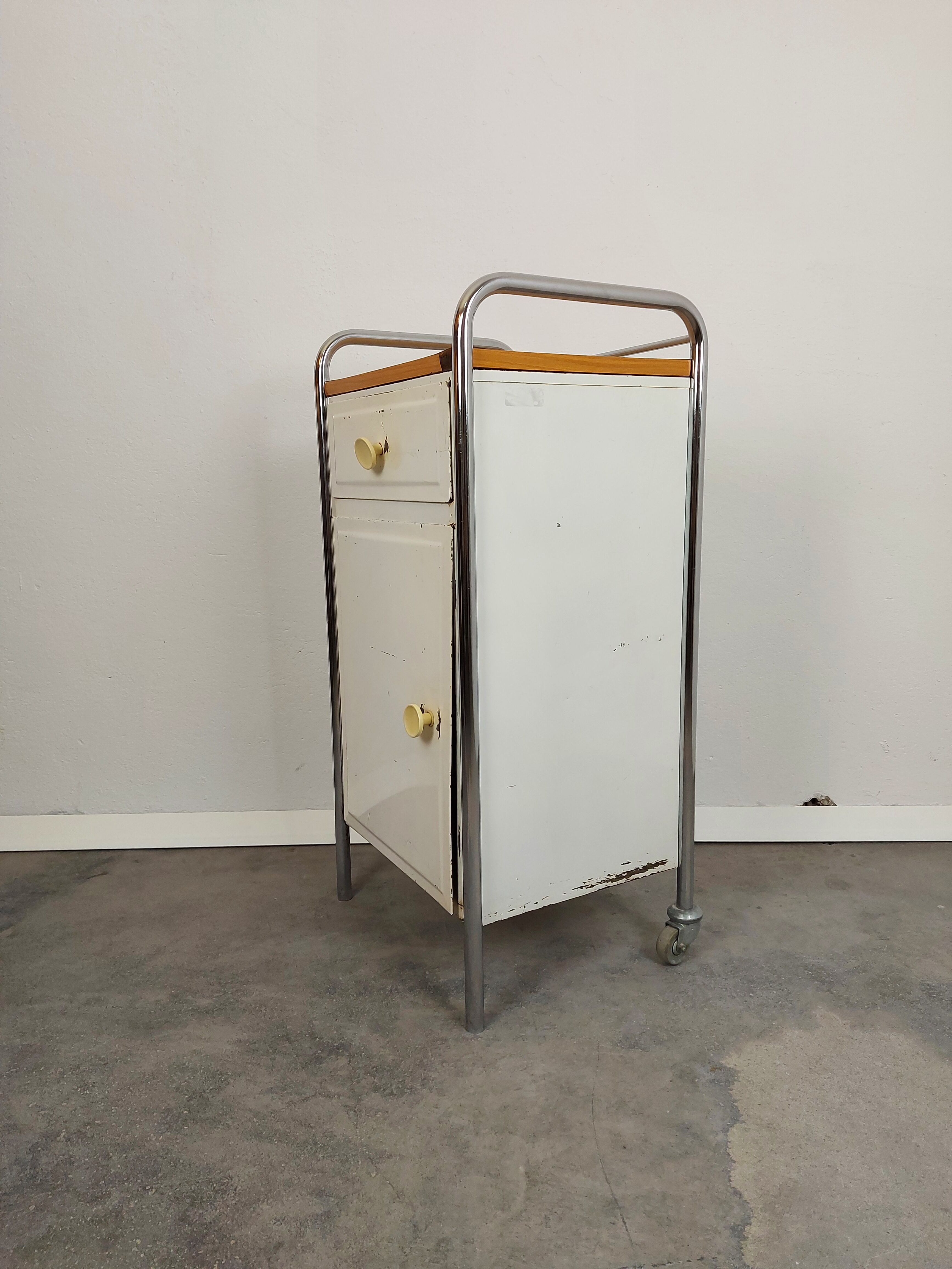 Metal Cabinet, 1970s back wheels