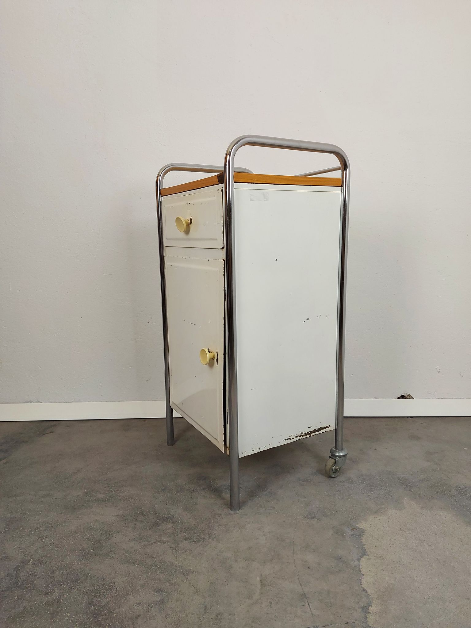 Metal Cabinet, 1970s back wheels