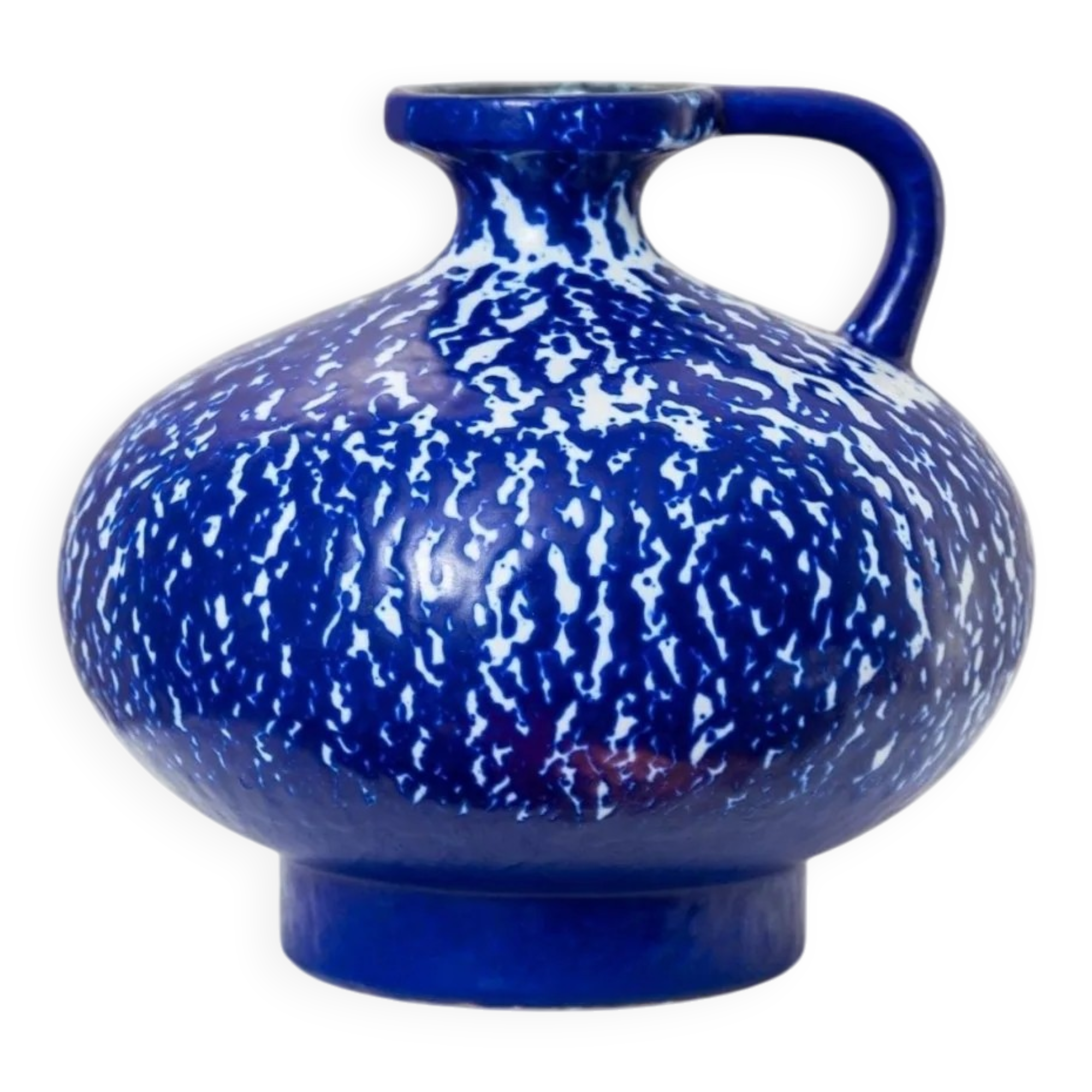 Deep cobalt blue glazed ceramic vase by VEB Haldensleben, mid-century 1960s Fat Lava style