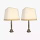 Pair of chrome and brushed metal lamps