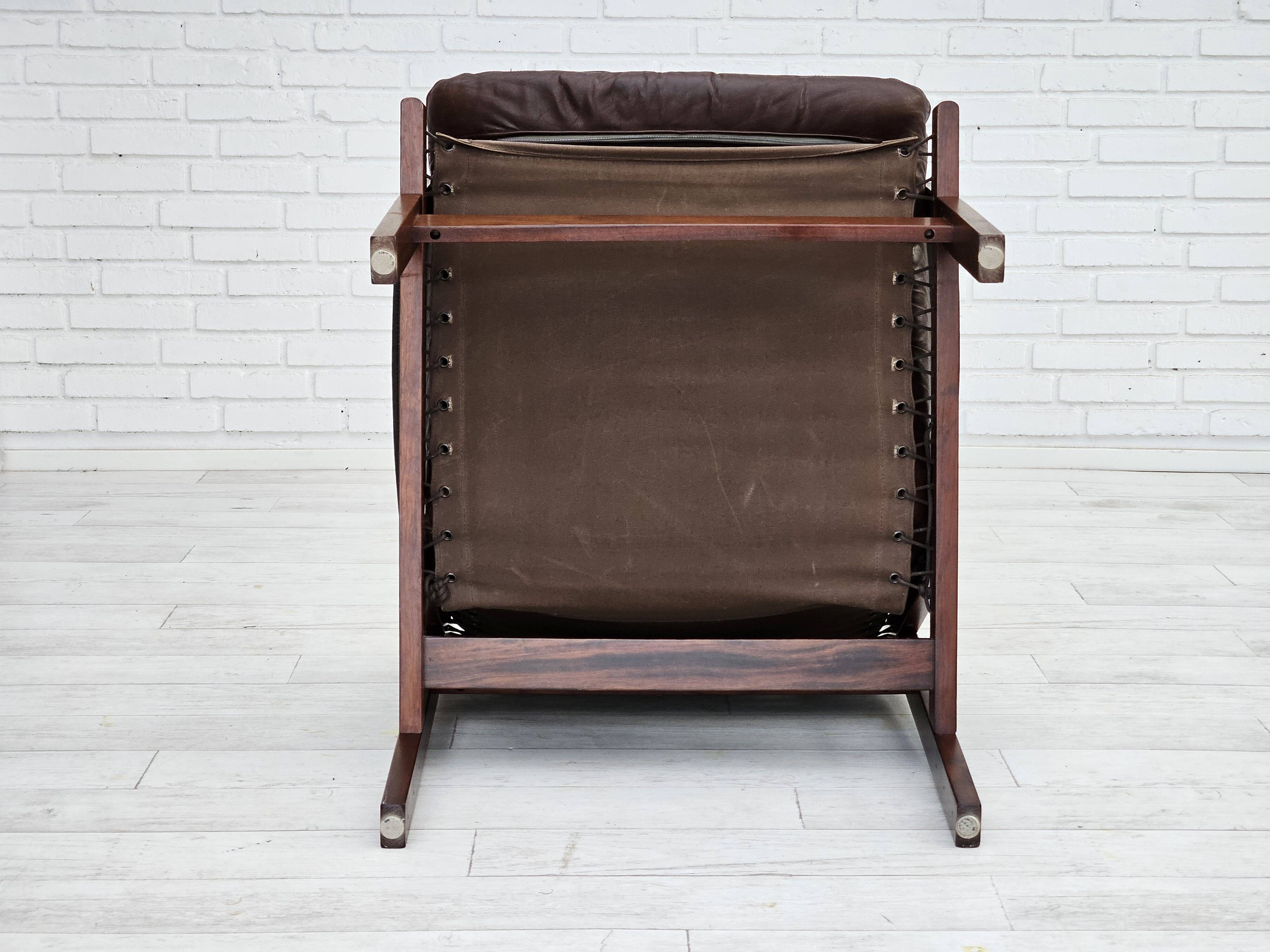 1970s, Norwegian design by Torbjørn Afdal, "Hunter" chair, leather.