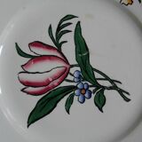 Dessert plates in Sarreguemines earthenware, floral decoration, early XX -th century